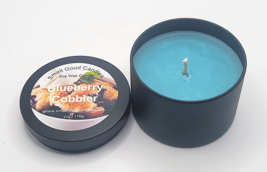 Hand-poured soy candle with a nostalgic baked blueberry cobbler fragrance.