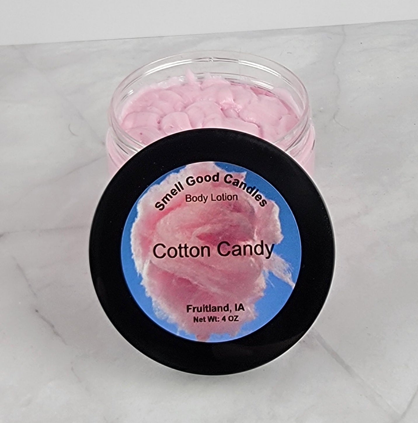 Cotton Candy Whipped Body Lotion in a 4oz jar with sweet berry scent