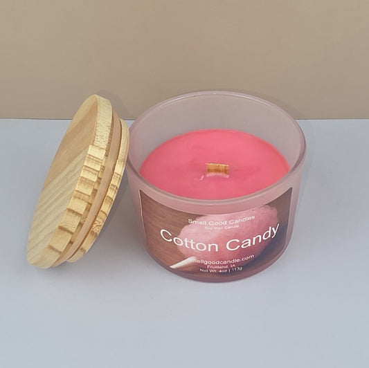 Hand-poured sweet soy candle with cotton candy aroma