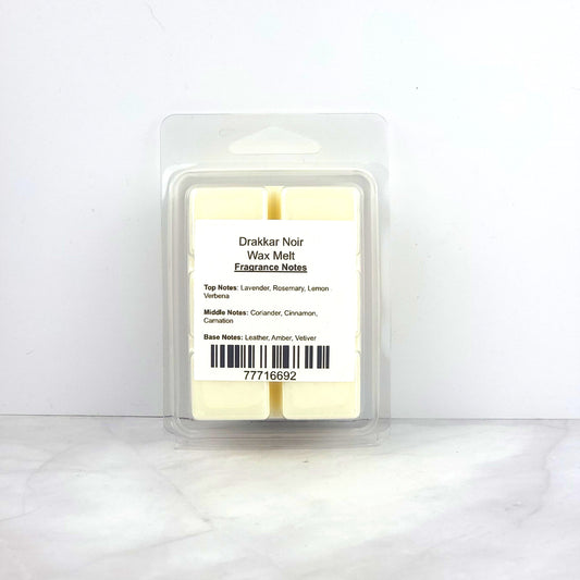 Handcrafted 2.5oz soy wax melt with a bold blend of lavender, cinnamon, leather, and amber, inspired by Drakkar Noir cologne.