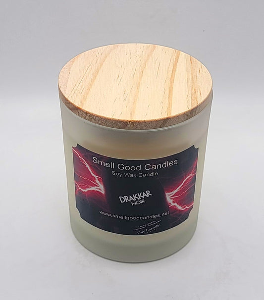 Hand-poured cologne-inspired candle featuring leather, amber, and vetiver notes.