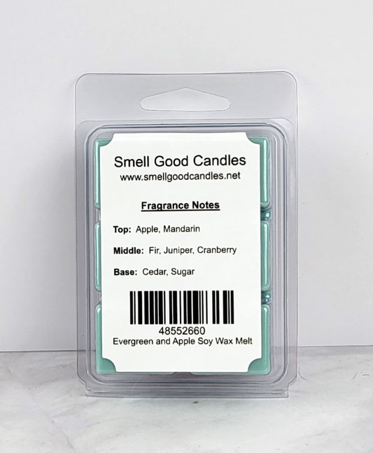 Evergreen and Apple Wax Melt – fruity, woodsy, and fresh scent for fall.