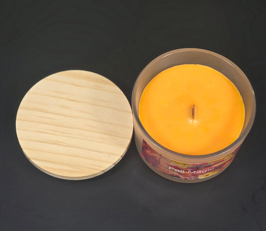 Hand-poured autumn soy candle with warm fruit and spice aroma