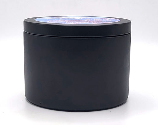 Hand-poured soy wax candle with freesia and sandalwood.