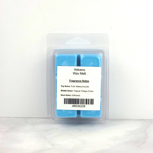 Hand-poured 2.5oz Volcano Soy Wax Melt with crisp fruits, tropical foliage, and driftwood for a long-lasting, exotic aroma.