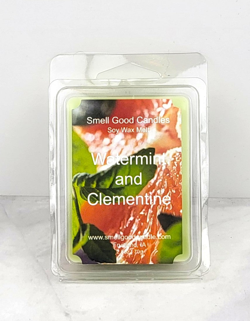 Watermint and Clementine soy wax melt with citrus and herbal notes