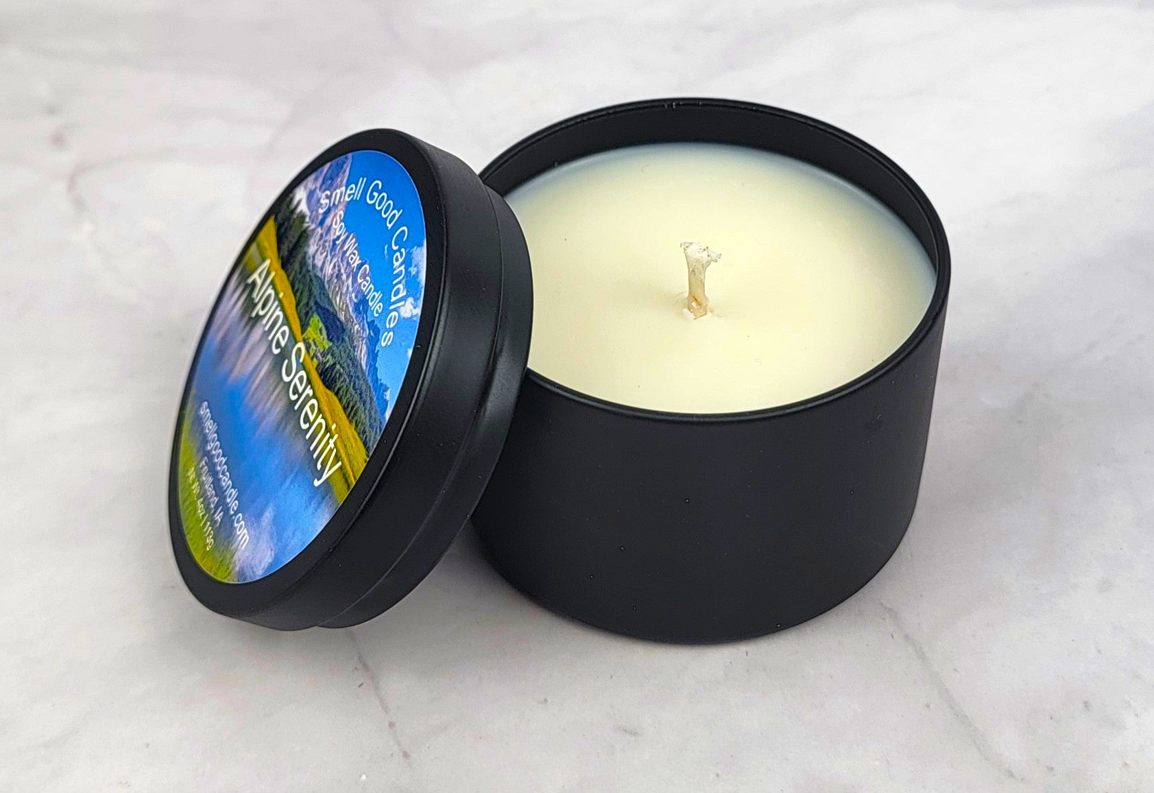 Alpine Serenity 4oz Tin Scented Soy Wax Candle