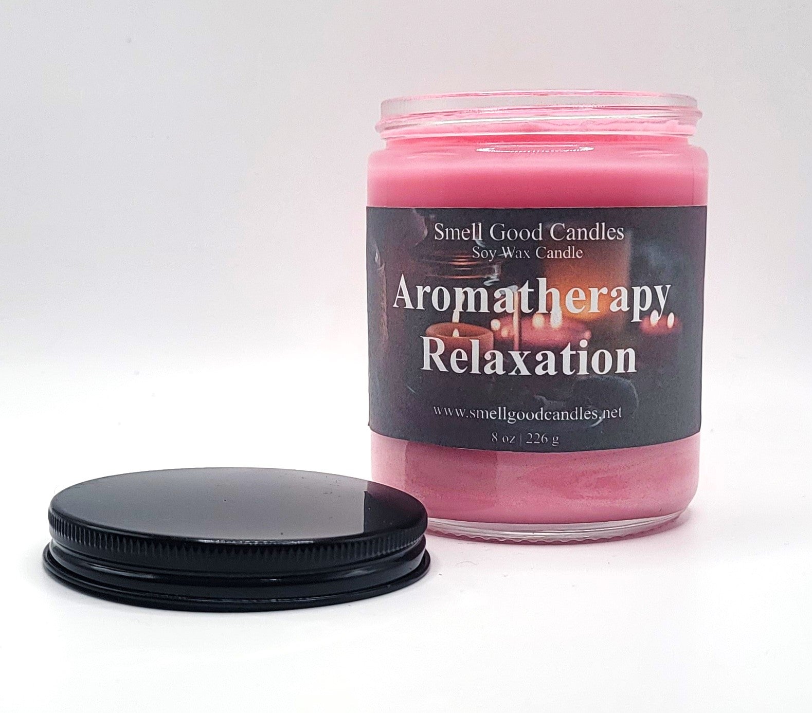 Aromatherapy Relaxation 8oz Jar Scented Soy Wax Candle - Open Front