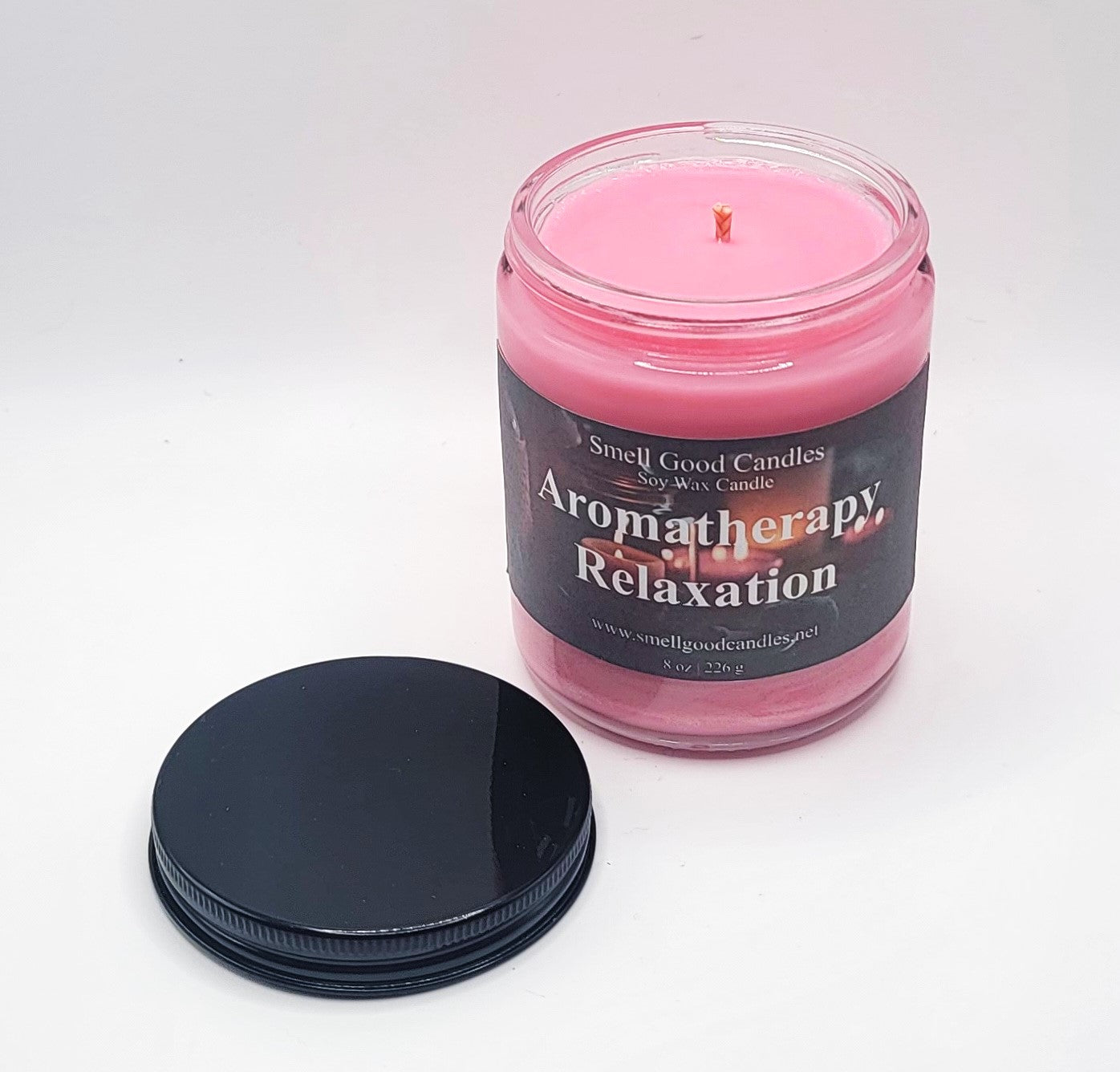 Aromatherapy Relaxation 8oz Jar Scented Soy Wax Candle - Top open