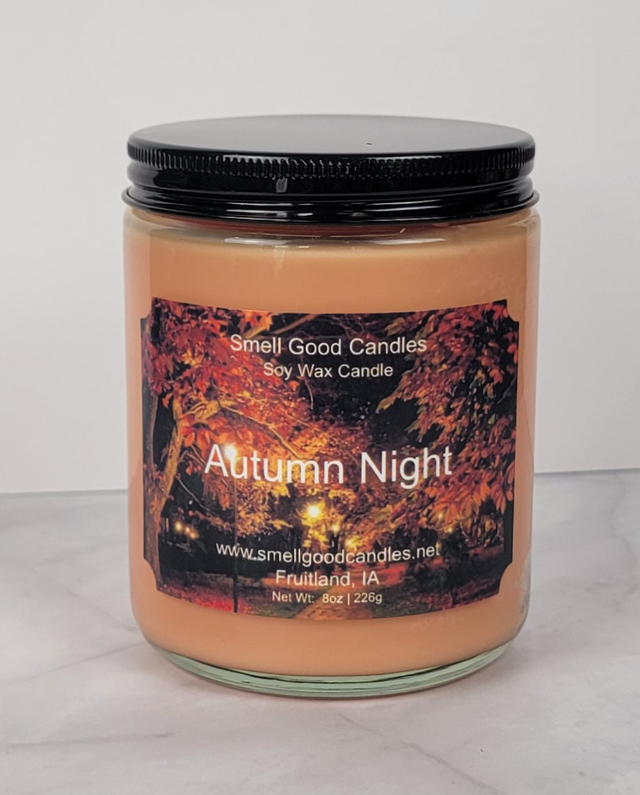 Autumn Night 8oz Soy Candle - Warm Spices, Apple & Woodsy Ambiance
