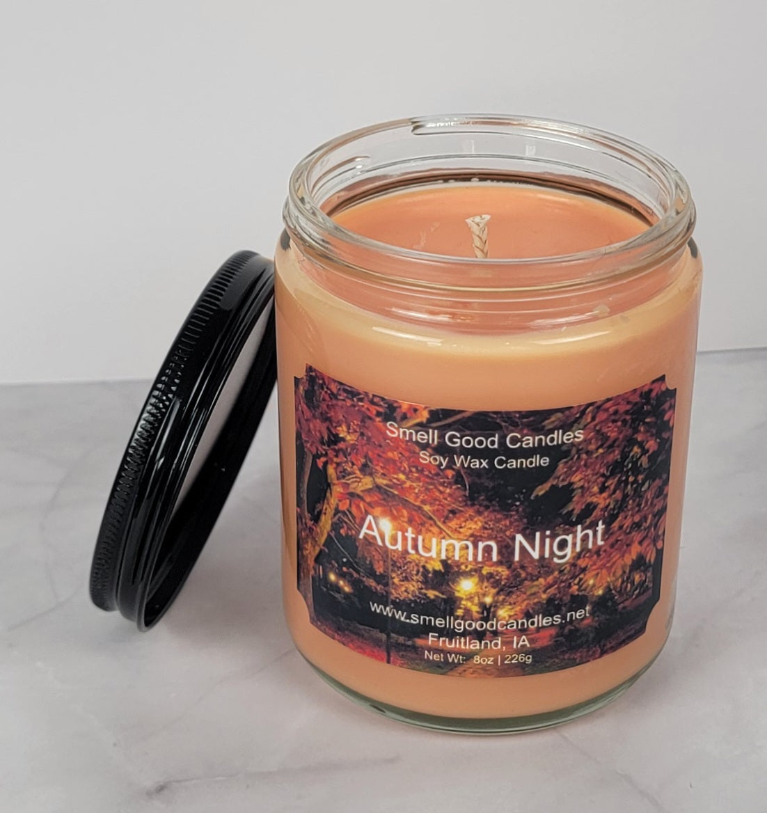 Autumn Night 8oz Soy Candle - Warm Spices, Apple & Woodsy Ambiance