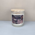 Barber shop soy wax candle white frosted jar wood lid