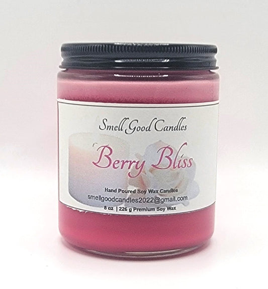 Berry Bliss 8oz Jar Scented Soy Wax Candle - Front