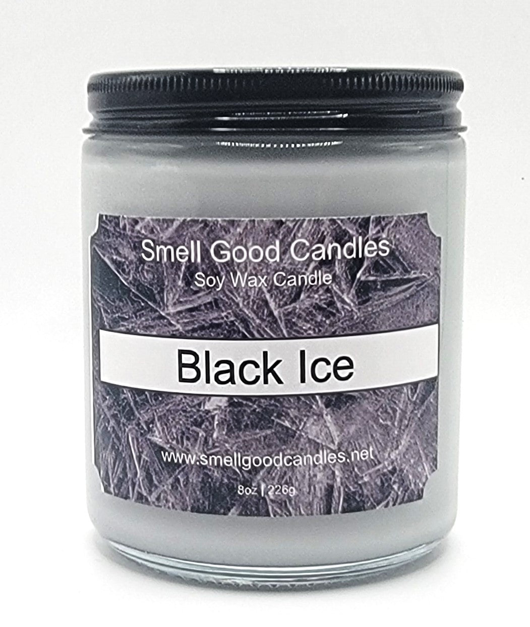 Black Ice 8oz Jar Scented Soy Wax Candle - Front