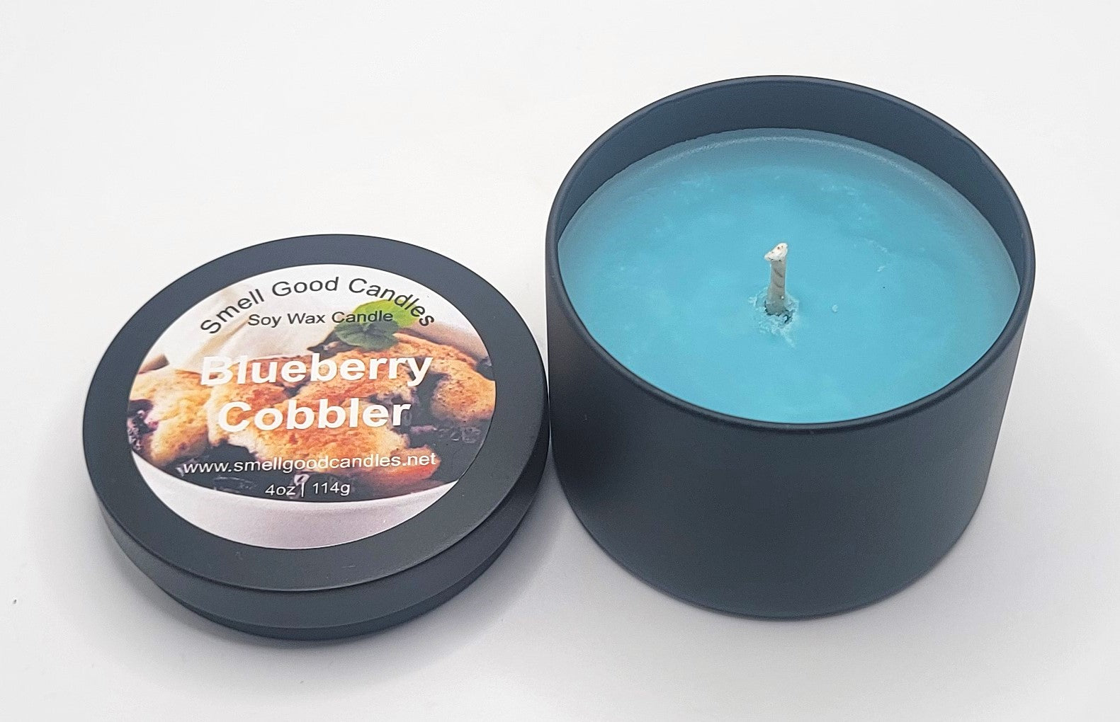 Hand-poured soy candle with a nostalgic baked blueberry cobbler fragrance.