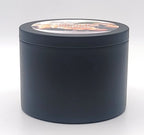 Blueberry Cobbler soy wax candle - Closed matte black tin side view 8 oz