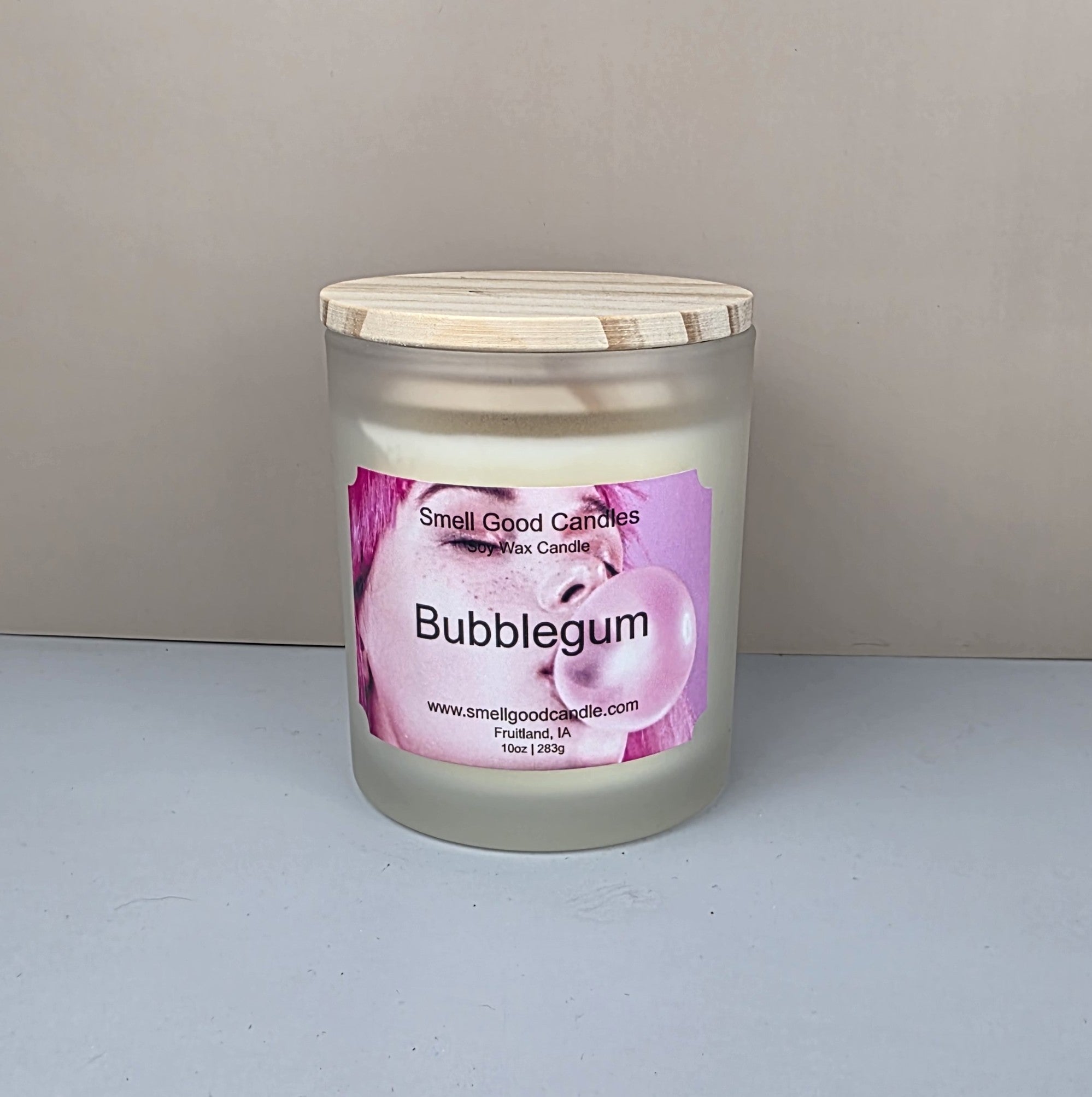 Fun nostalgic candle in frosted glass