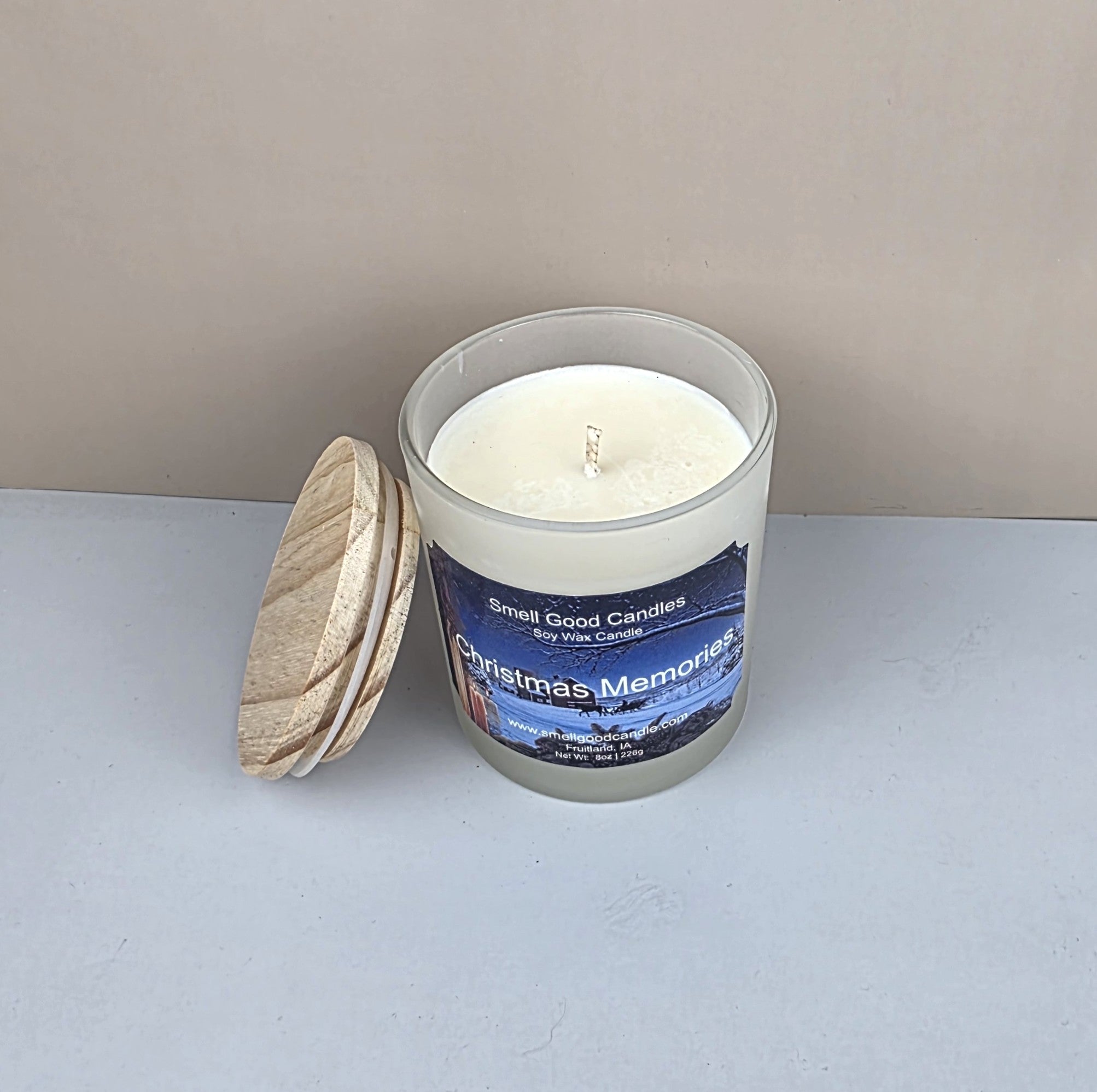 Holiday candle with classic Christmas spice fragrance