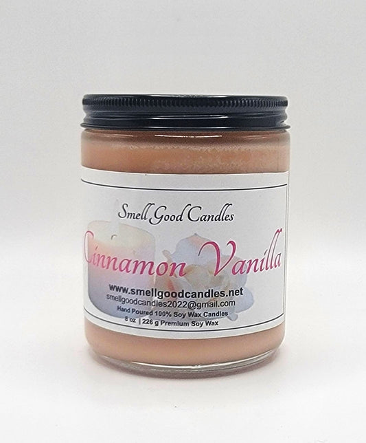 Cinnamon Vanilla 8oz Jar Scented Soy Wax Candle