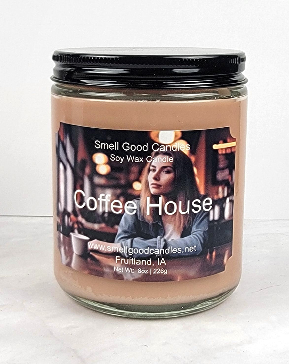 Coffee House 8oz Soy Wax Candle with rich coffee, vanilla, and maple scent