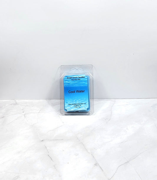 Cool Water soy wax melt with fresh citrus, mint, and jasmine fragrance