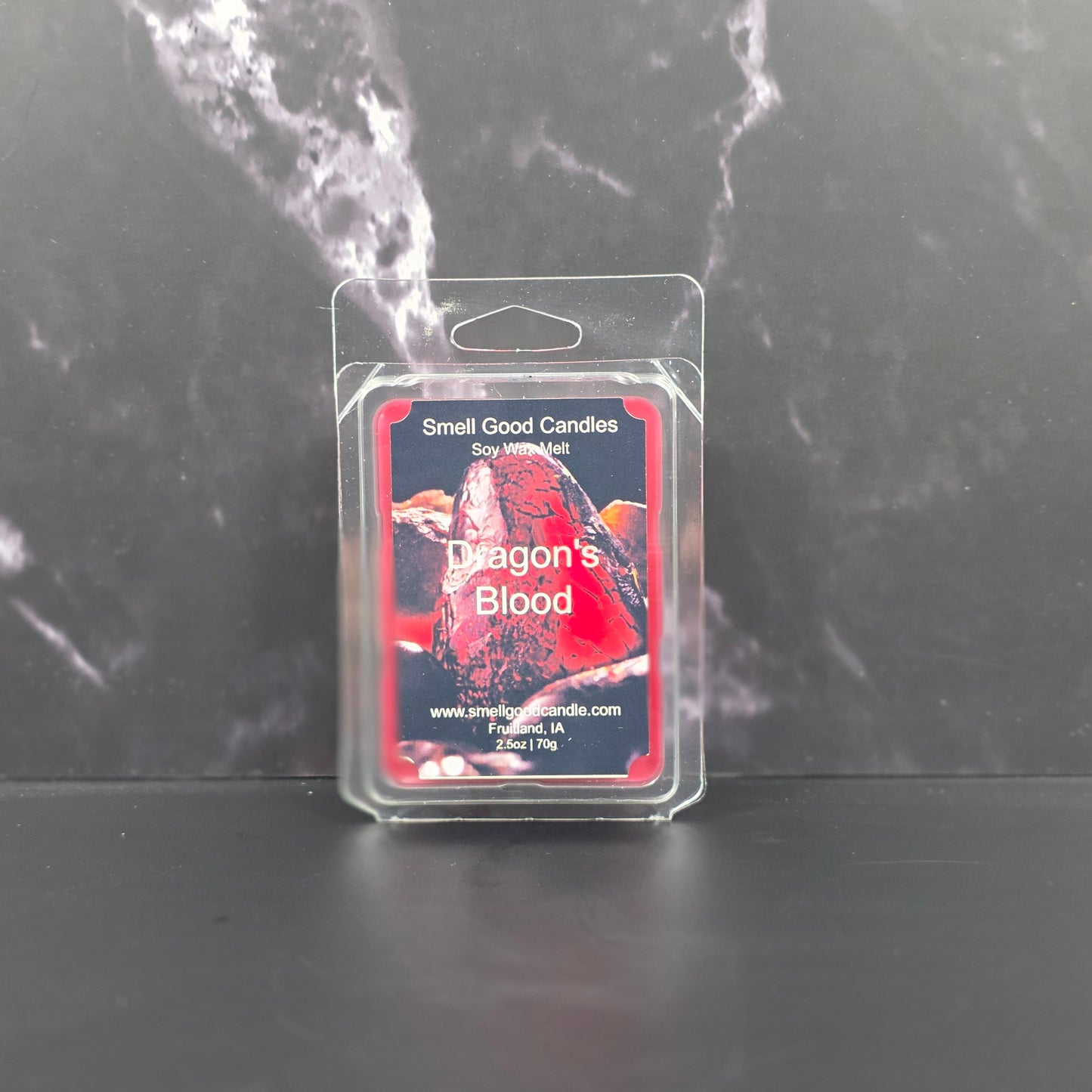 Dragon’s Blood wax melt with incense and crystals