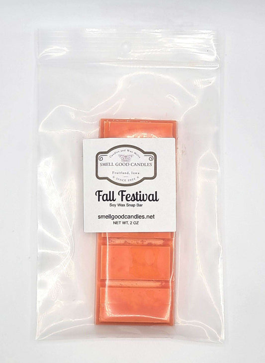 Fall Festival Soy Wax Snap Bar with cinnamon, apple, and peach fragrance