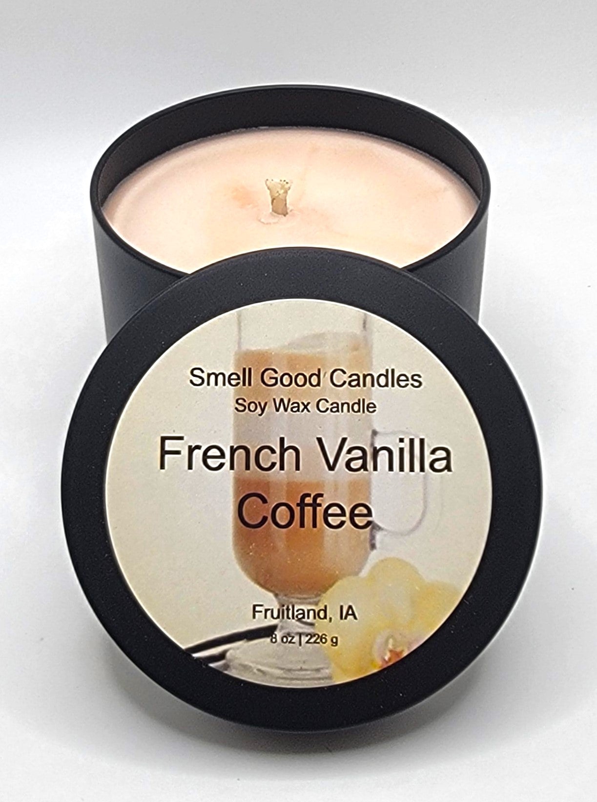 French Vanilla Coffee 8oz Tin Scented Soy Wax Candle