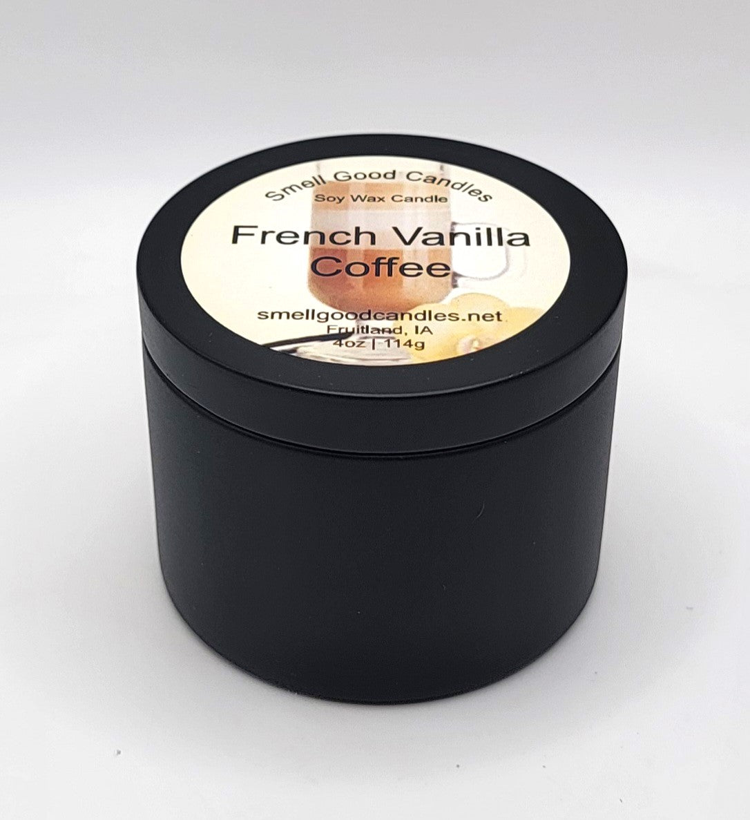 Hand-poured candle with fresh coffee and warm vanilla scent