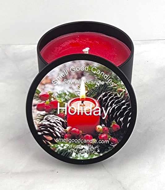 Holiday Premium 4oz Tin Scented Soy Wax Candle