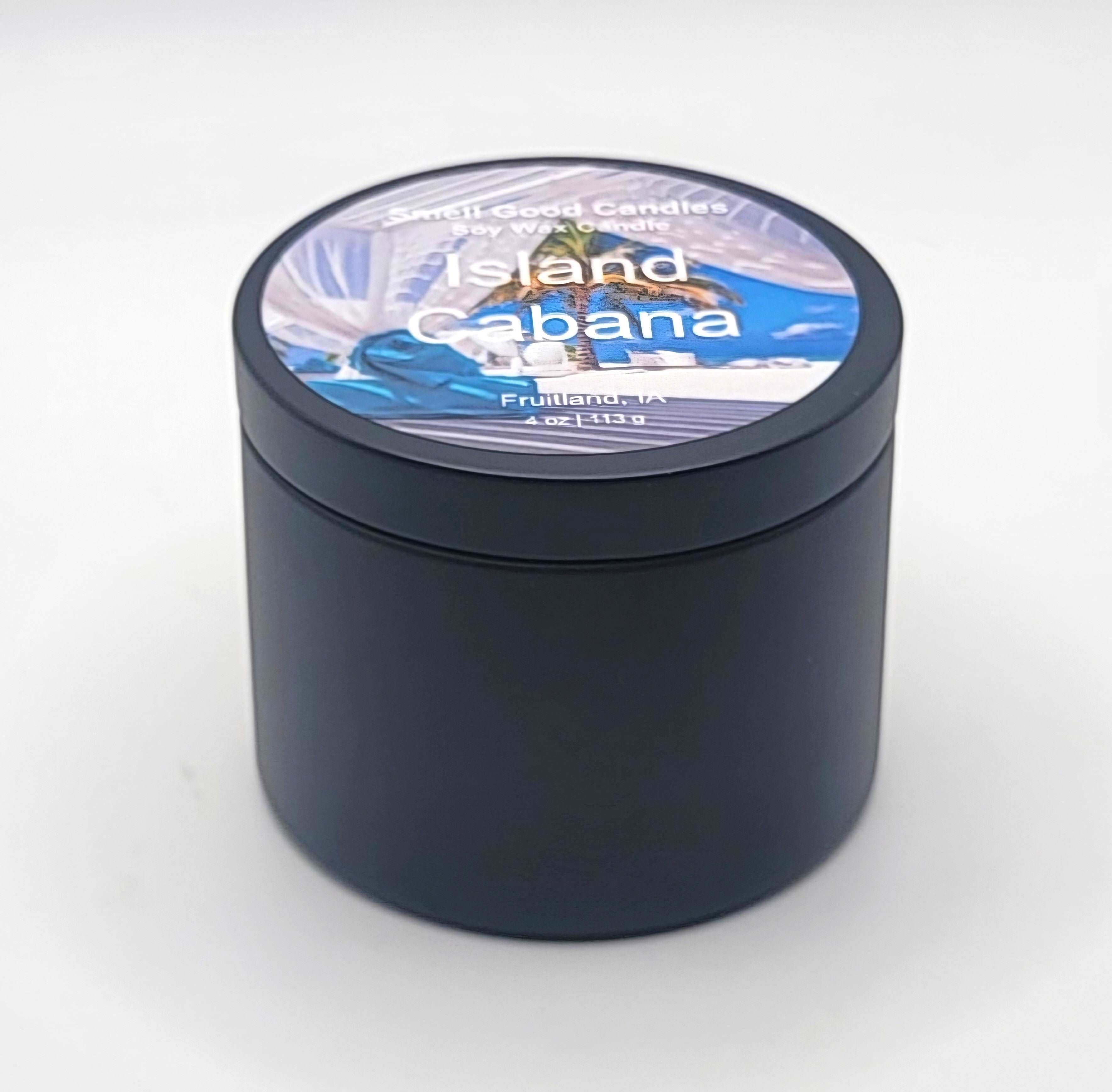 Tropical scented candle made with clean-burning soy wax