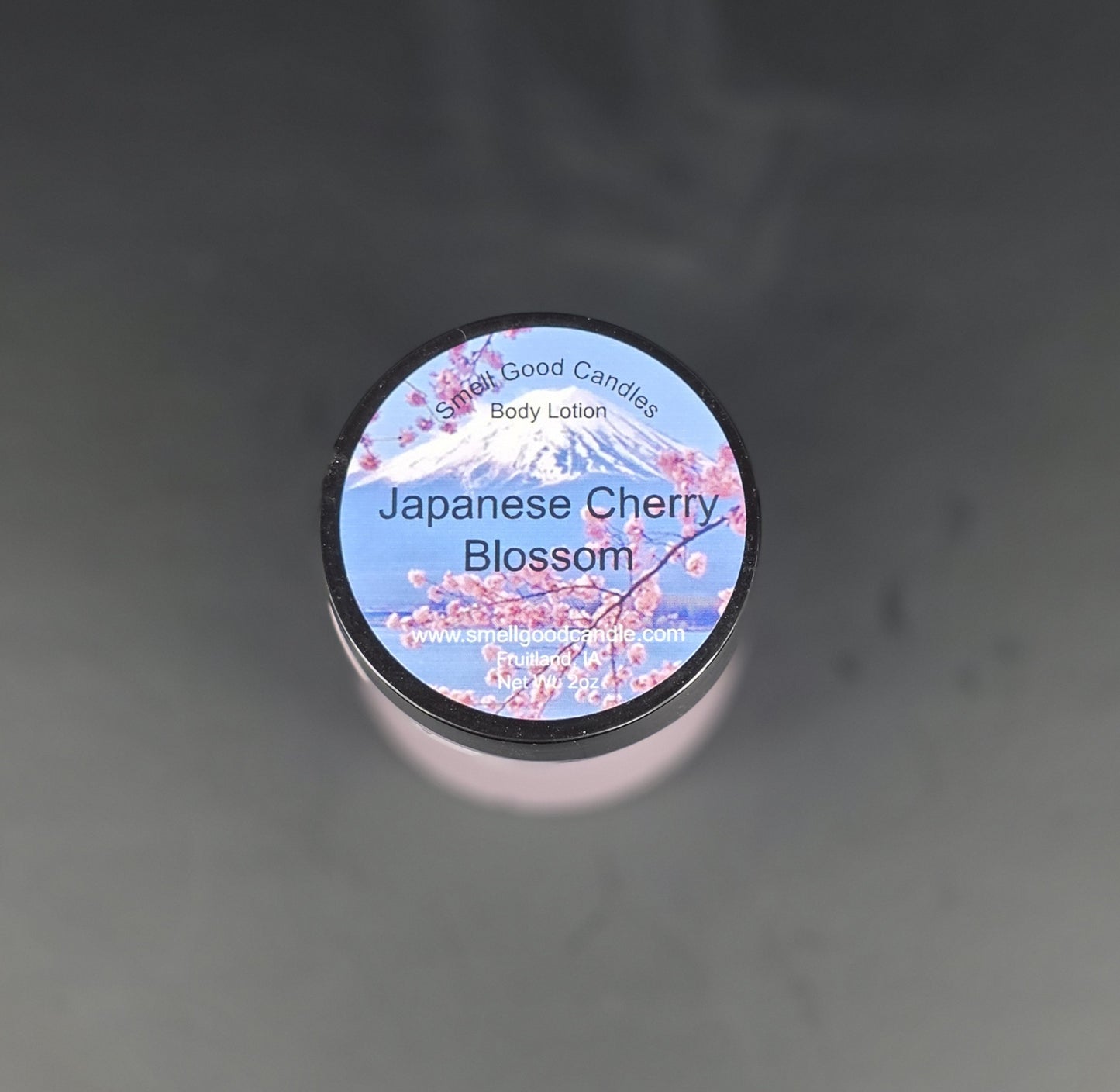 Japanese Cherry Blossom whipped body lotion in 2oz jar with pink floral scent