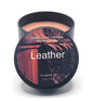 Luxurious leather and cedarwood candle with eco-friendly soy wax