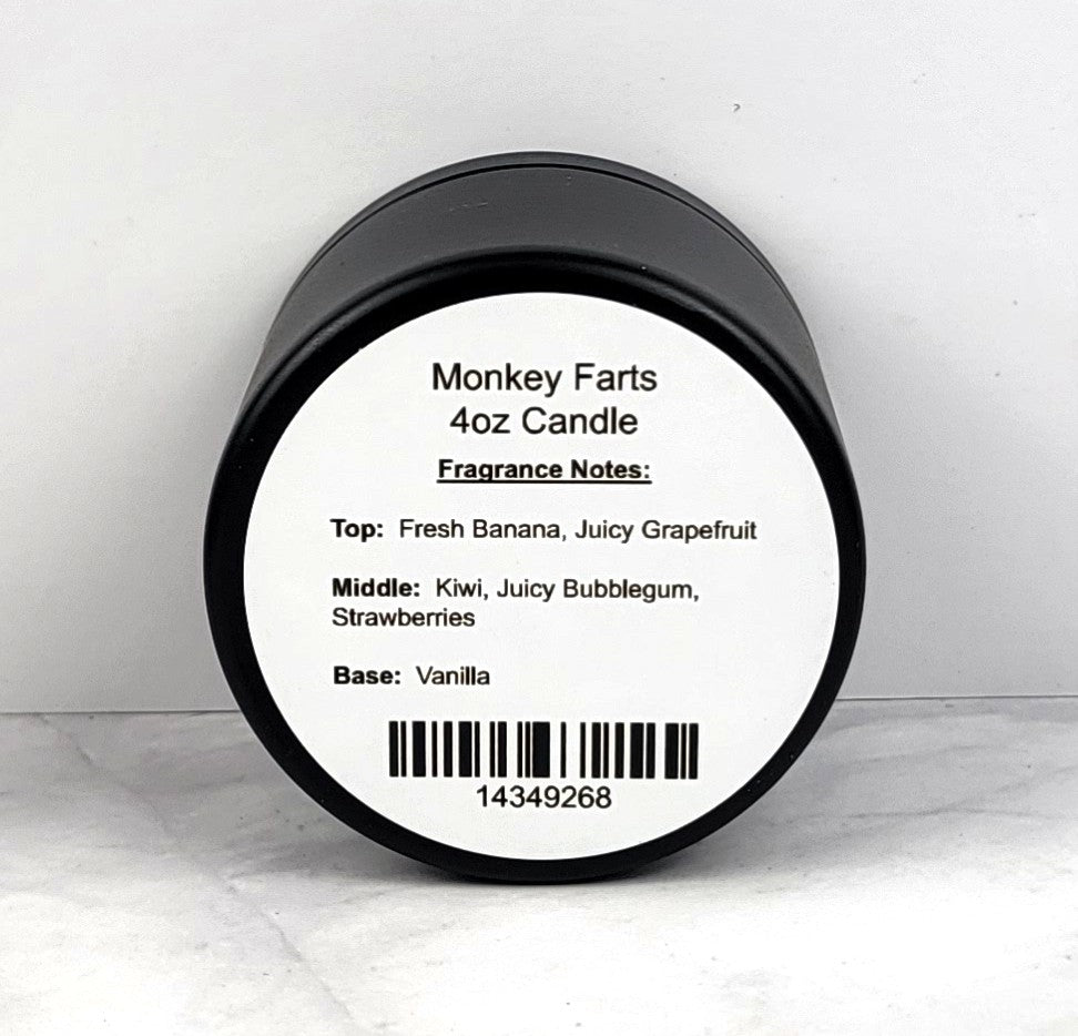 Monkey Farts scented candle with a unique, playful, and uplifting fragrance experience.