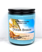 Ocean Breeze 8oz Soy Wax Candle with fresh coastal scent and sea salt aroma
