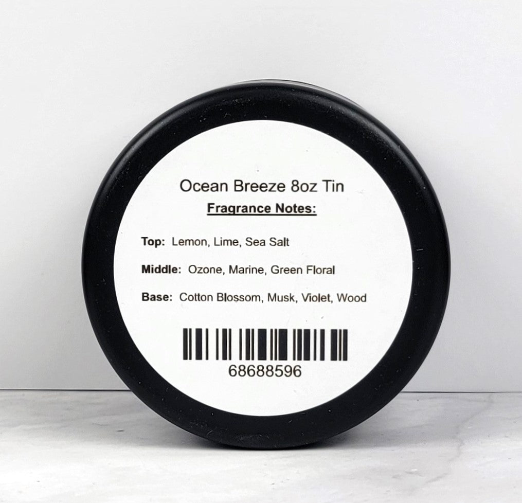 Ocean Breeze 8oz Tin Scented Soy Wax Candle