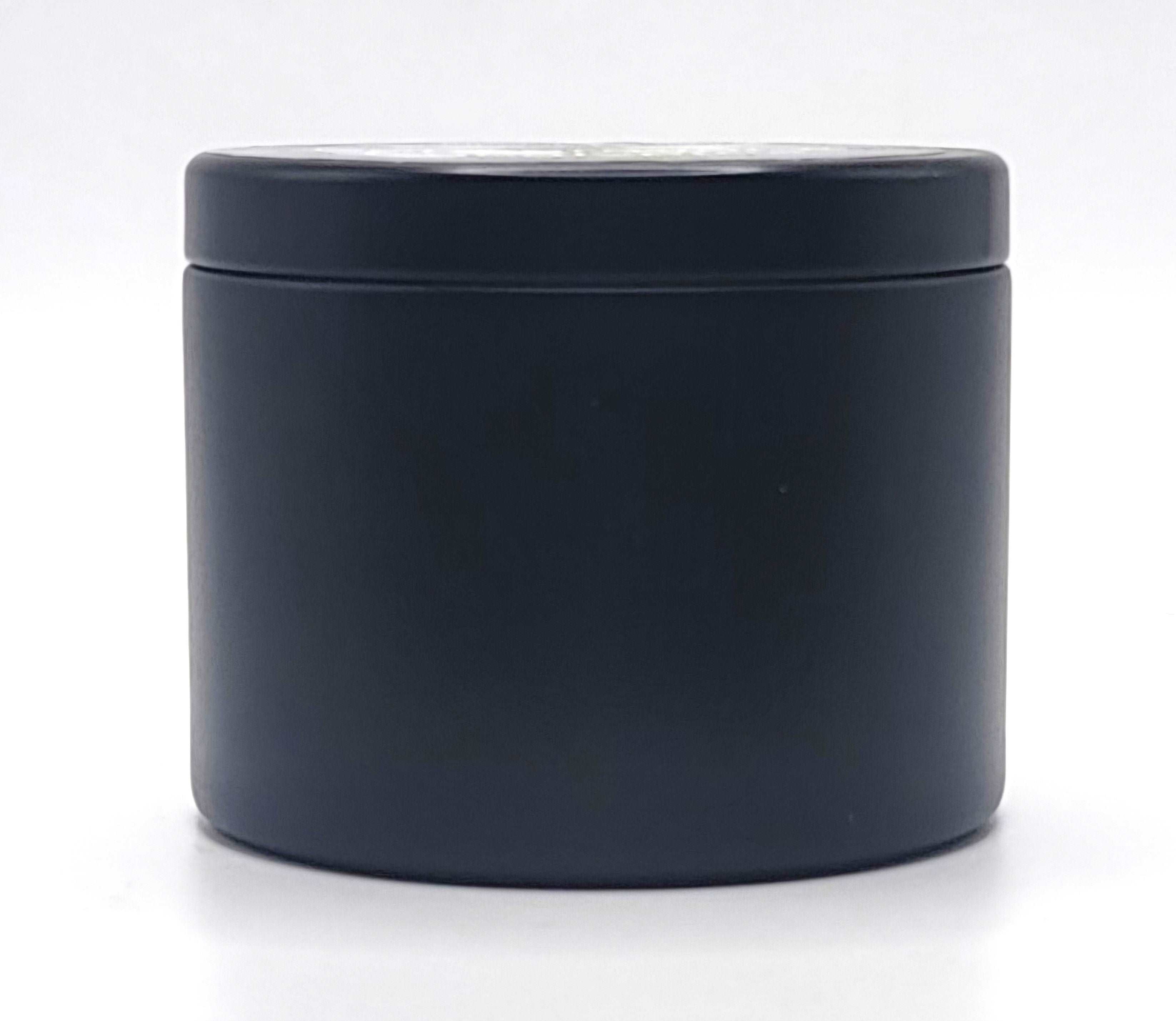 Peppermint and eucalyptus soy candle in minimalist tin
