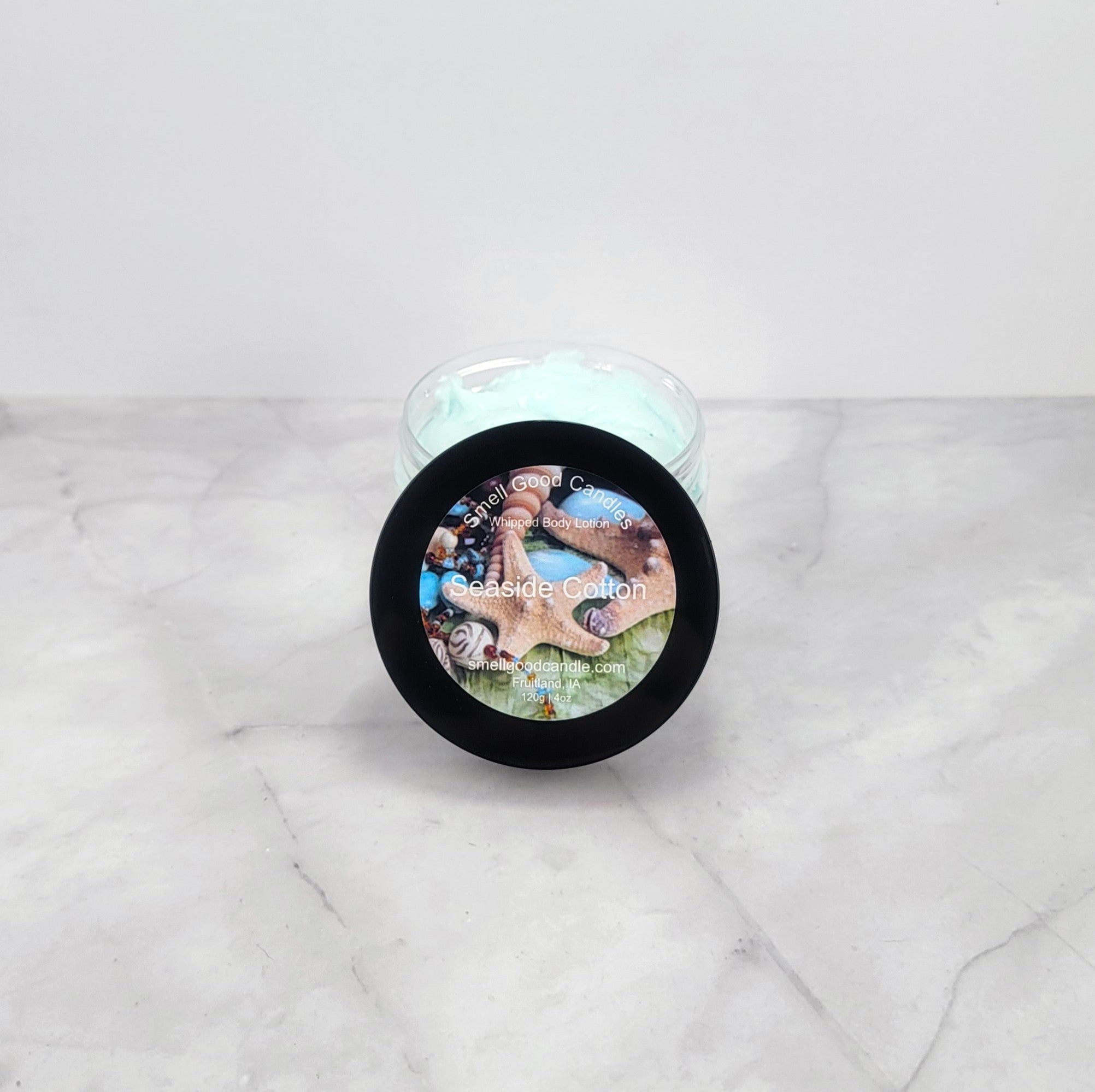 Seaside Cotton Whipped Body Lotion with fresh ocean breeze scent.