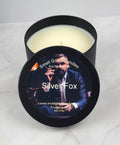 Silver Fox soy wax candle with bergamot, cedar, and amber notes