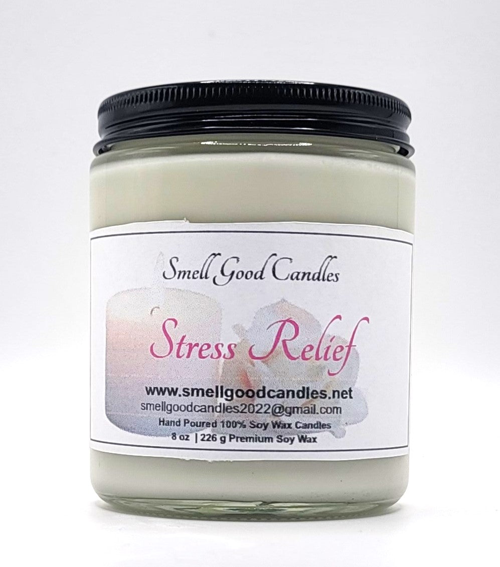 Stress Relief 8oz Jar Scented Soy Wax Candle