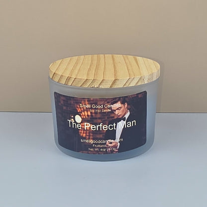 The Perfect Man soy candle with grapefruit, peppercorn, and cedar aroma