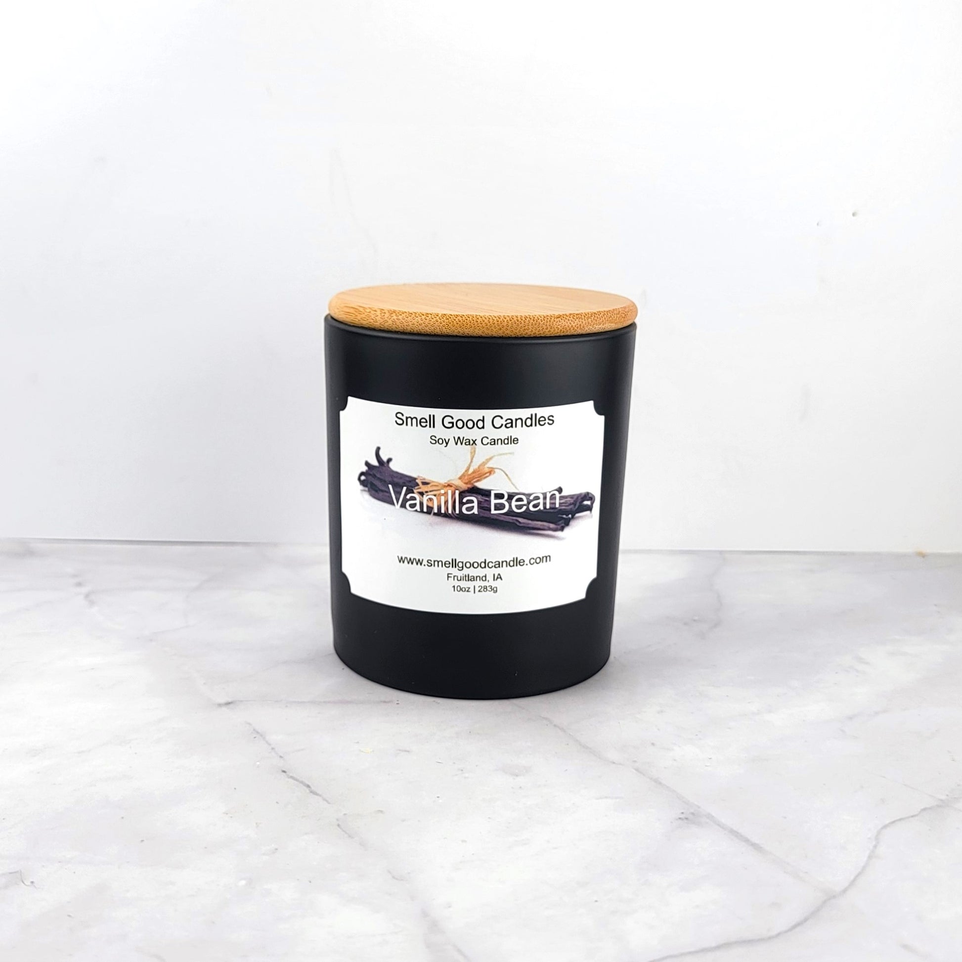 Vanilla Bean 8oz Jar Soy Wax Candle with a creamy vanilla and cherry blossom scent.