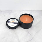 Creamy vanilla and musk fragrance in an eco-friendly soy wax candle.