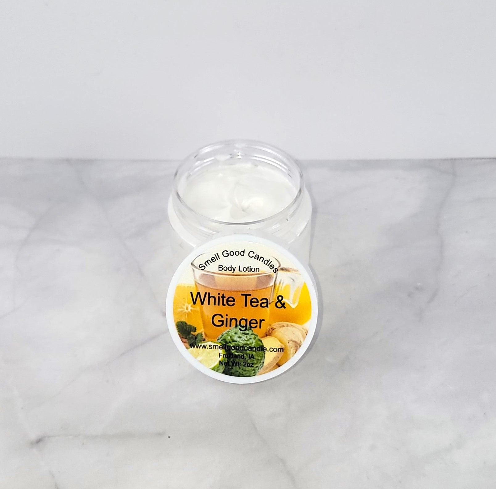 White Tea & Ginger Whipped Body Lotion with a refreshing citrus and warm ginger scent
