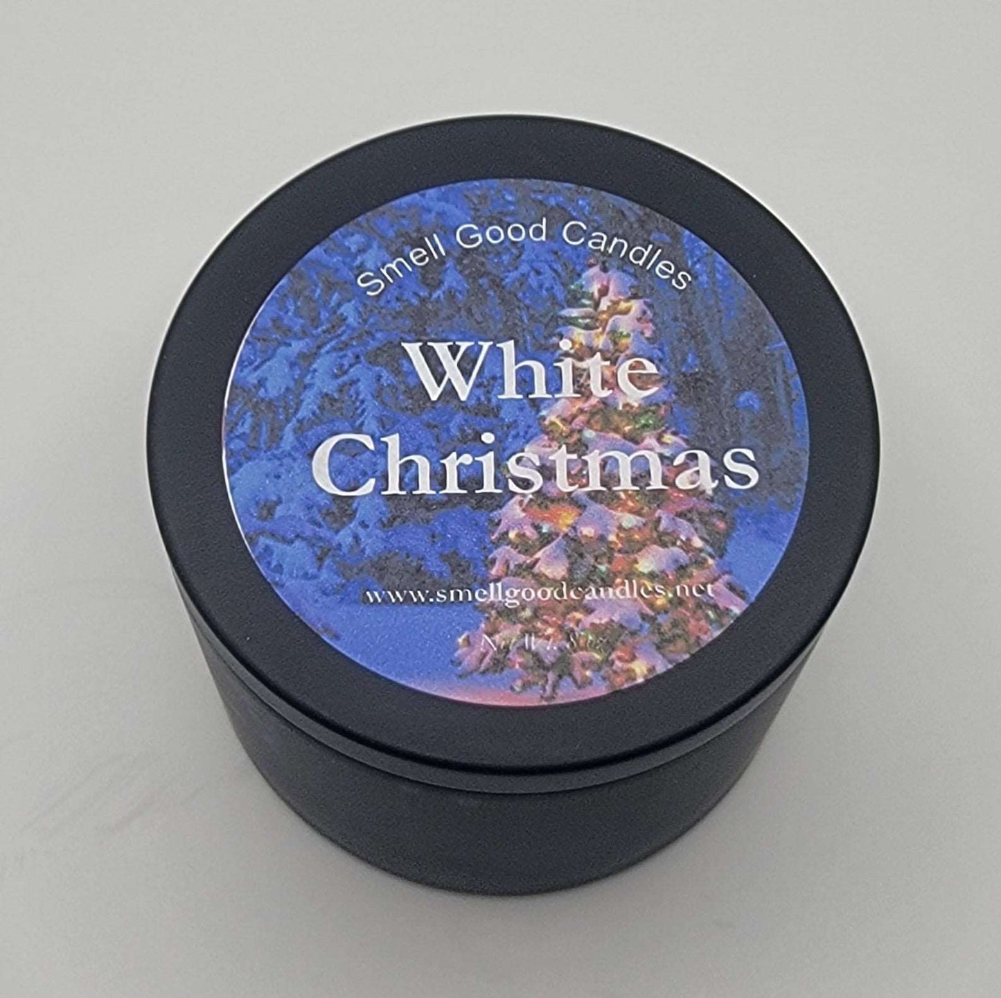 White Christmas 8oz Double Wick Tin Scented Soy Wax Candle