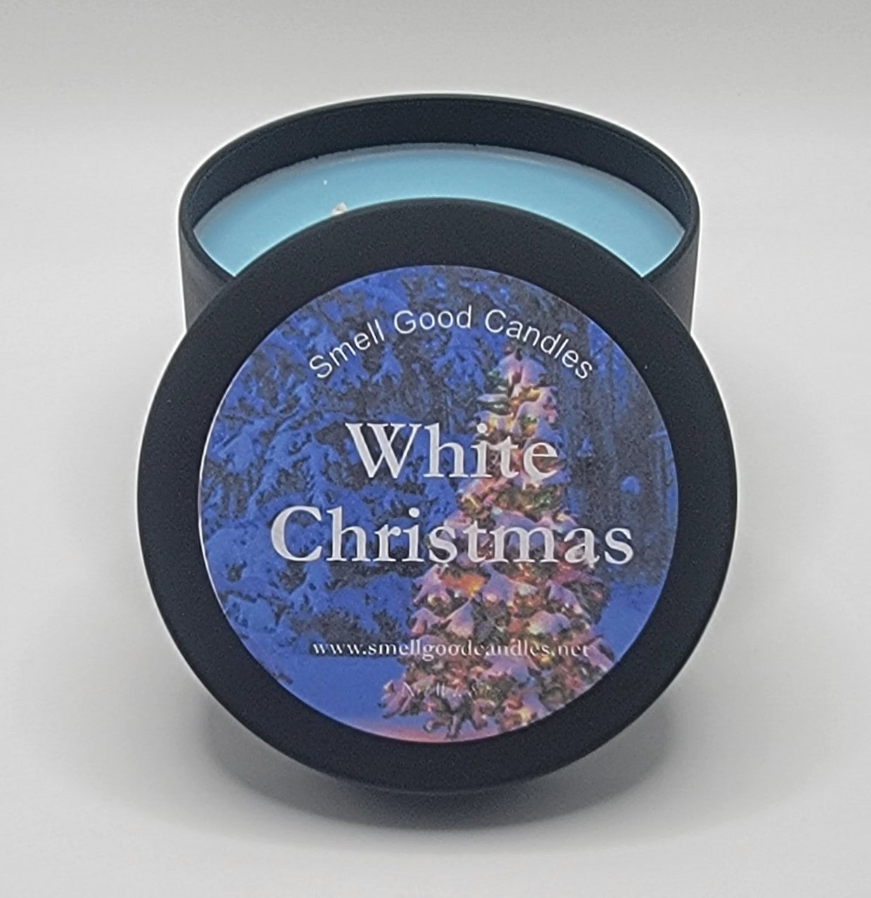 White Christmas 8oz Double Wick Tin Scented Soy Wax Candle